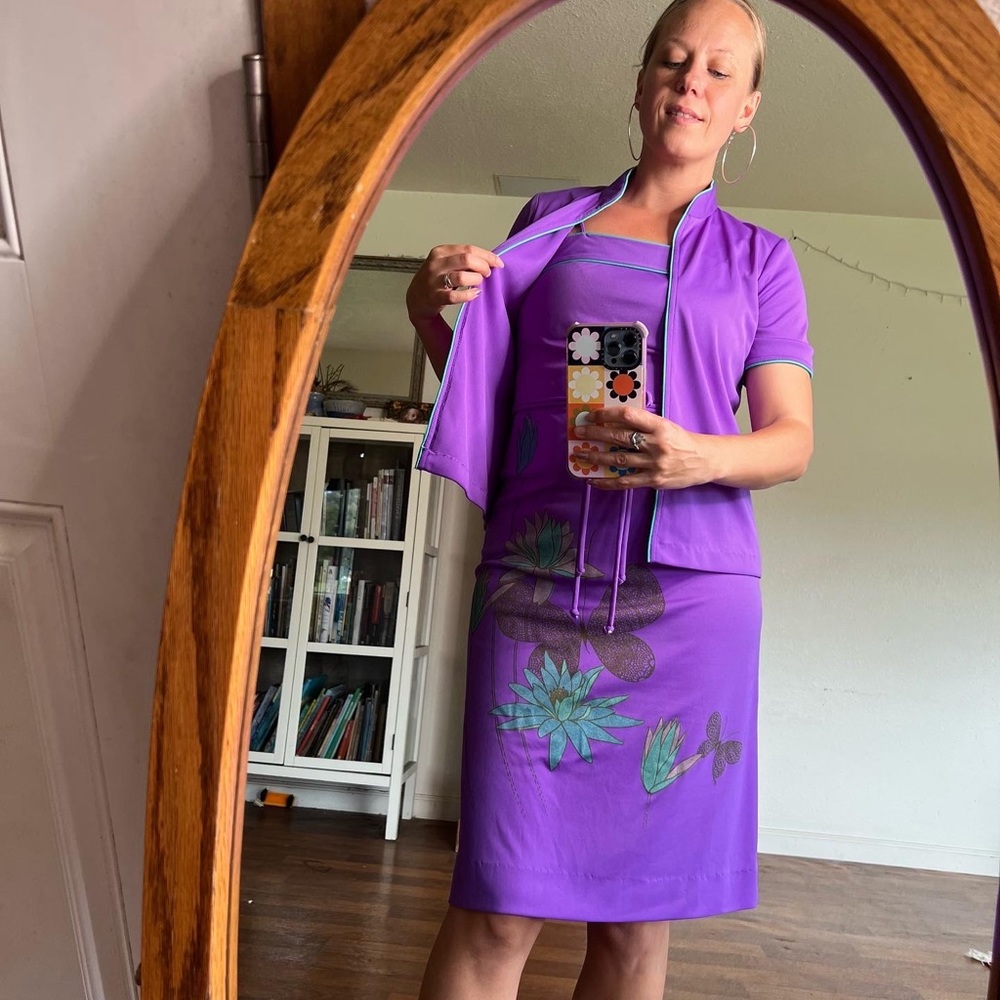 Alfred Shaheen 60s set water Lillys and butterflies vintage Hawaii Hawaiian